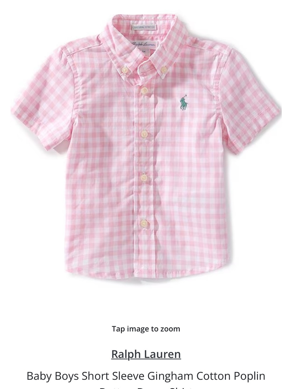 Ralph Lauren Pink Gingham Short-Sleeve Button-Down Shirt